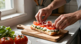 Panino Con Caprino, Pomodori E Prosciutto Crudo