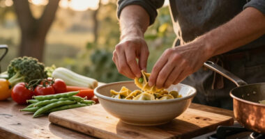 Garganelli Alle Zucchine Con Fave E Pomodoro