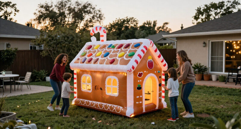 Amazon’s Selling A Giant Inflatable Gingerbread House That’ll Turn Your Yard Into Candy Land